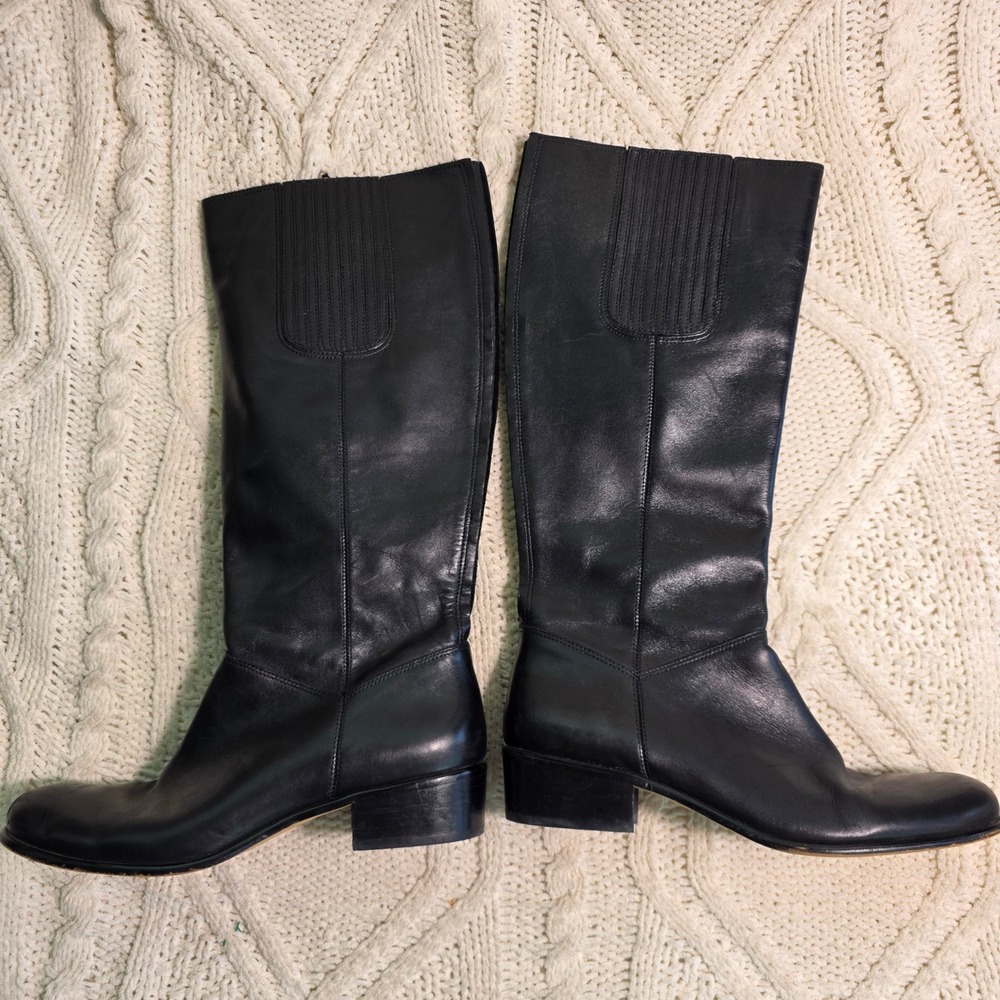 Corso Como Tall Knee High Riding Boots Black Supple Leather Womens 8M Excellent